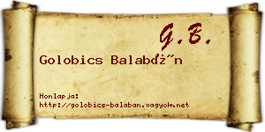 Golobics Balabán névjegykártya